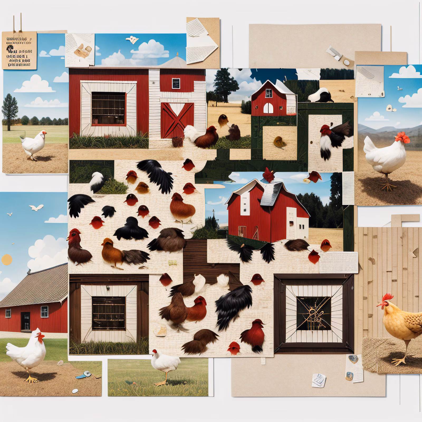 Farm Chickens Red Barns Collage QR Code for Posters — image 1