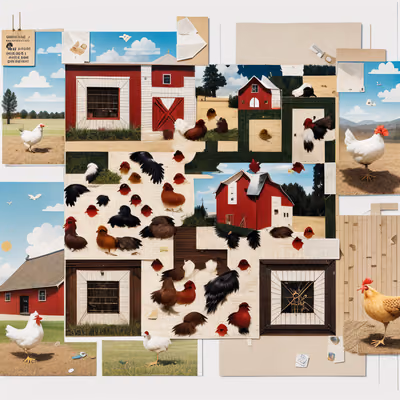 Farm Chickens Red Barns Collage QR Code for Posters — image 1