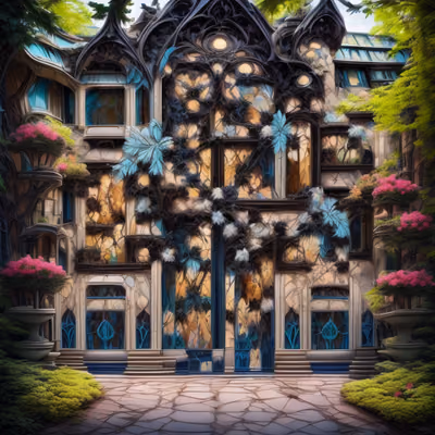 Art Nouveau Building Entrance Window QR Code Art — image 1
