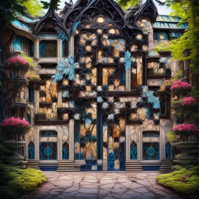 Art Nouveau Building Entrance Window QR Code Art