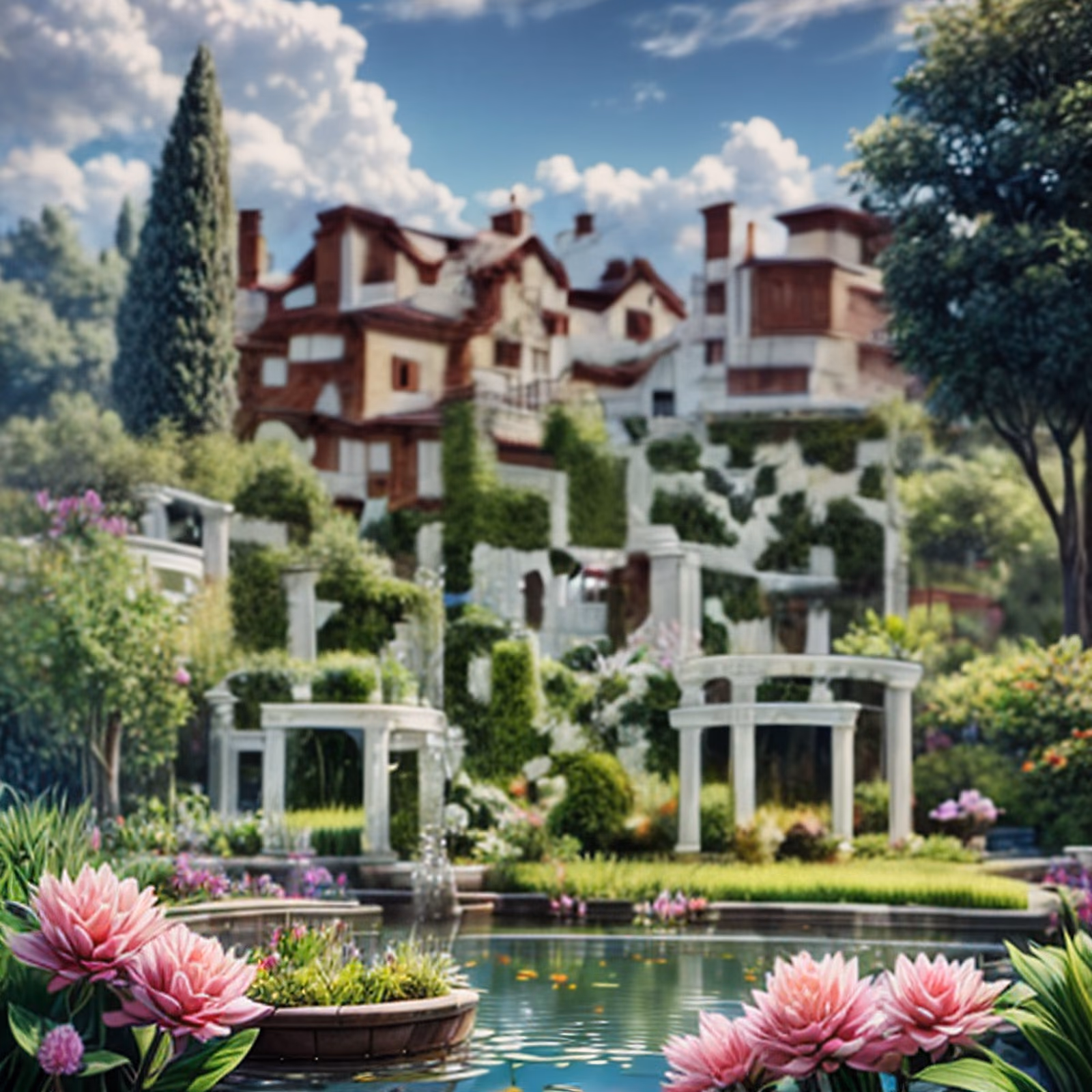 Villa Garden Pond Photorealistic QR Code Art — image 1