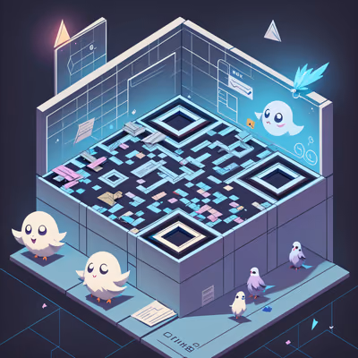 Isometric Ghost Post Office QR Code for Posters — image 1