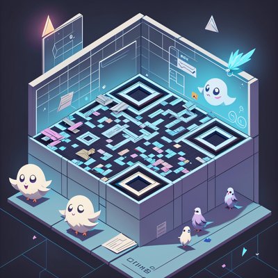 Isometric Ghost Post Office QR Code for Posters