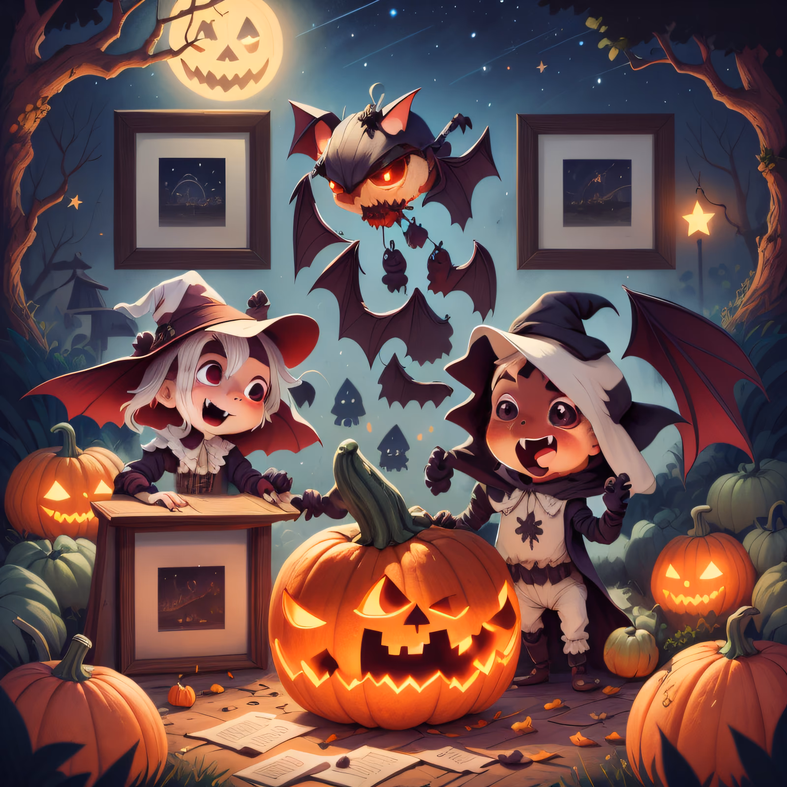 Halloween Kids and Pumpkins Cartoon QR Code for Posters — image 1