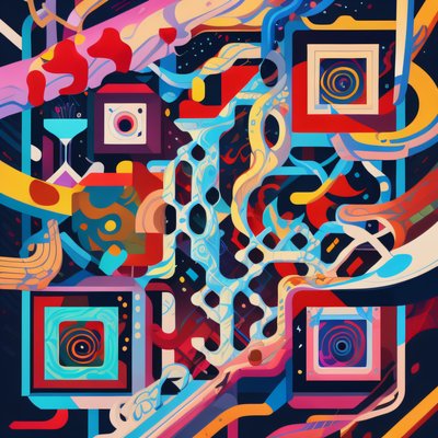 Swirling Geometric Abstract Vector QR Code for Posters