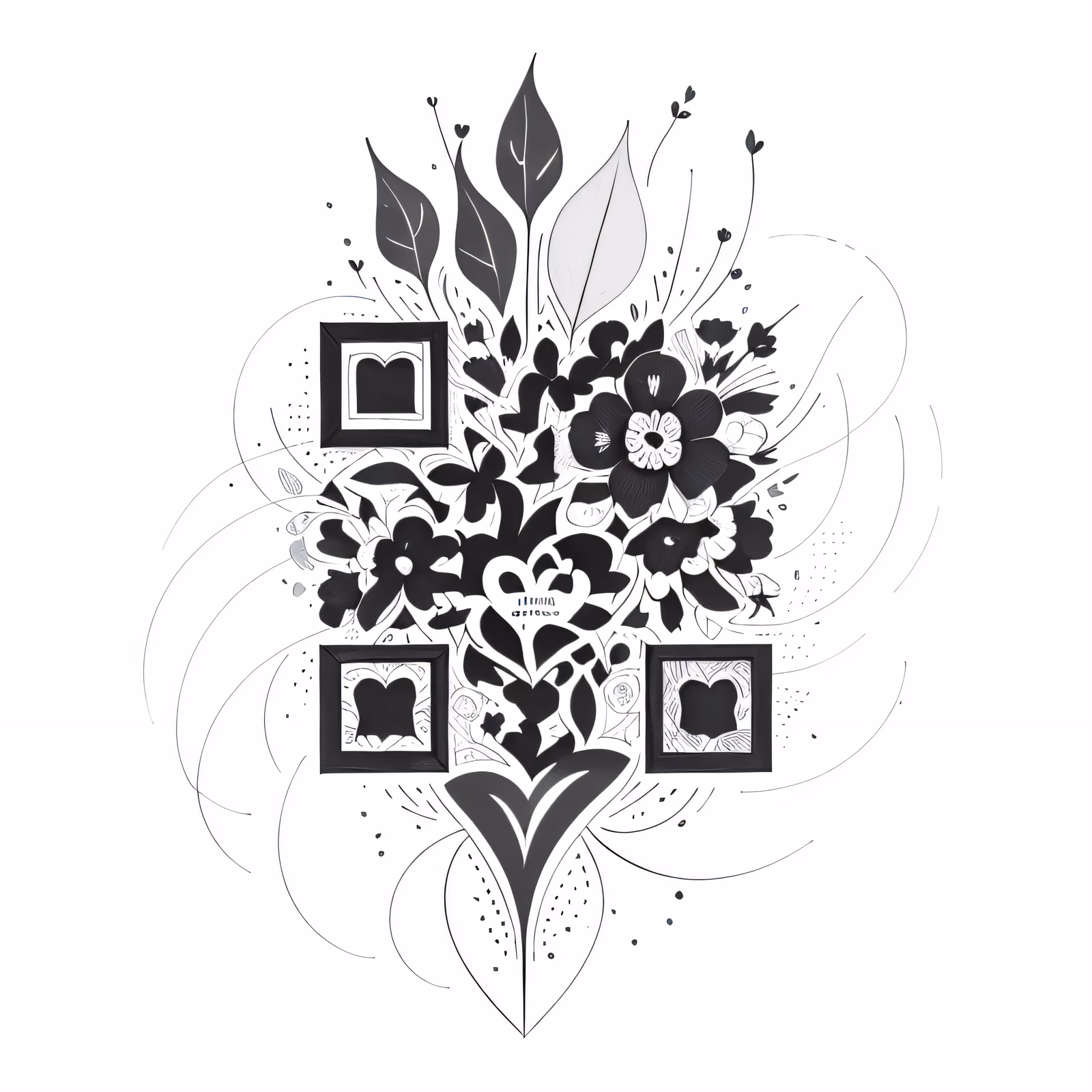 Wildflower Heart Tattoo Ink QR Code for Temporary Tattoos — image 1