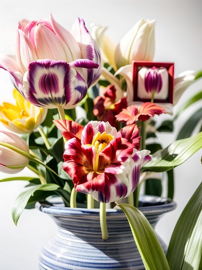 Tulip Bouquet Photo Vase QR Code Art