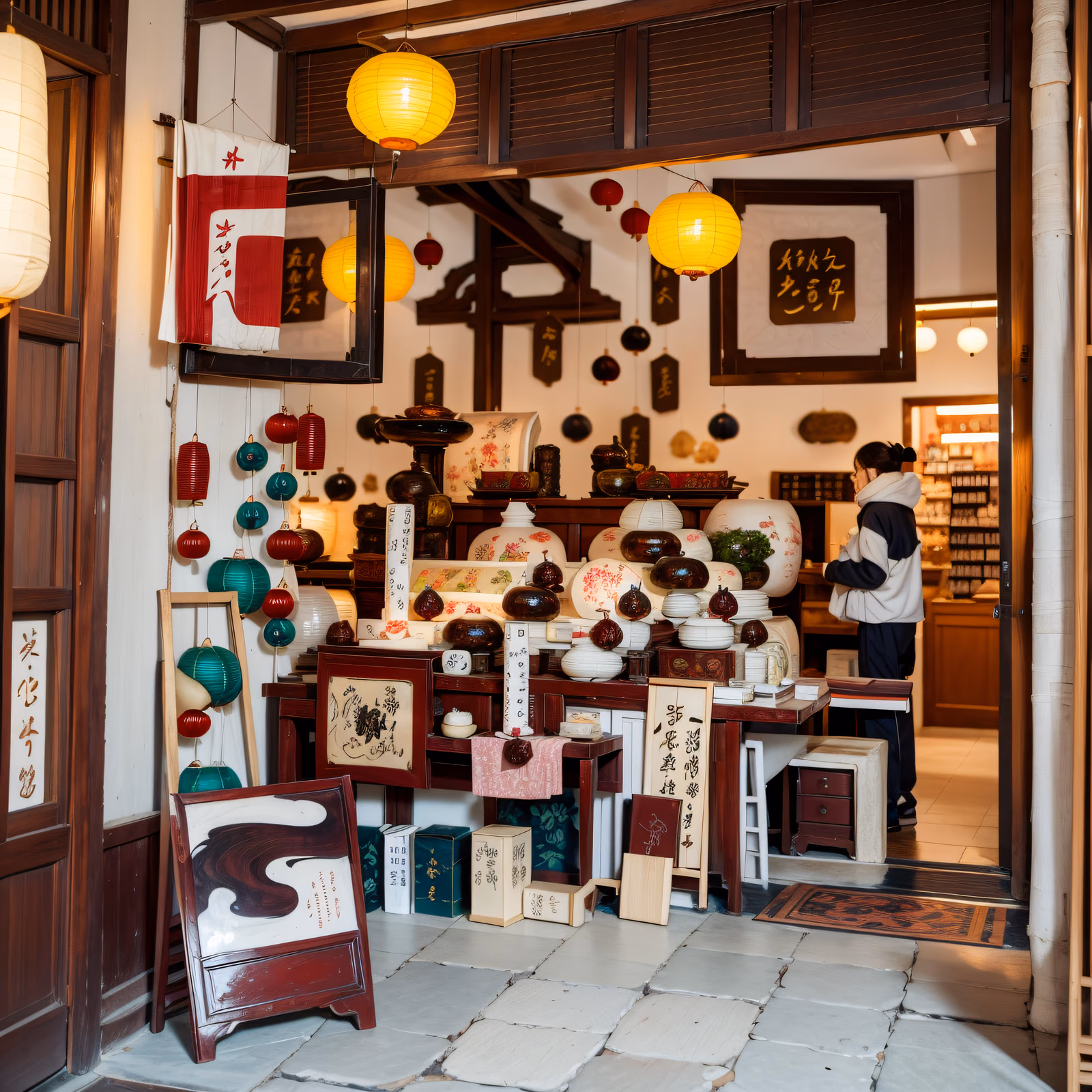Oriental Antique Shop Photorealistic QR Code for Window Displays — image 1