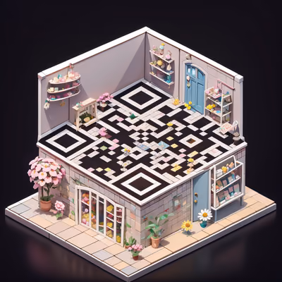 Изометрический цветочный магазин игрушек: QR-код для витрин — изображение 1
