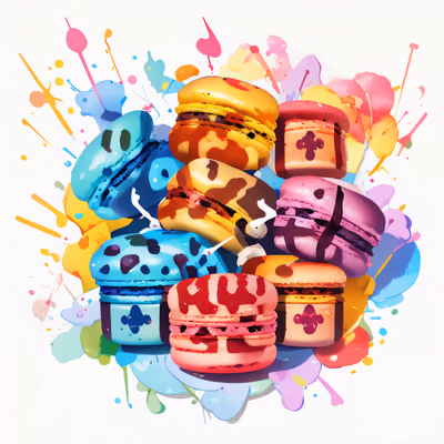 Colorful Macarons Vector QR Code for Stickers — image 1
