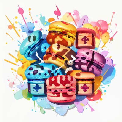 Colorful Macarons Vector QR Code for Stickers