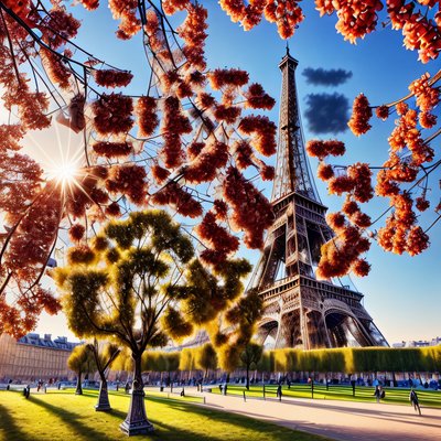 Eiffel Tower Autumn Photorealistic QR Code for Posters