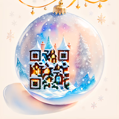 Новогодний снежный шар в акварели: QR-код для открыток — изображение 1