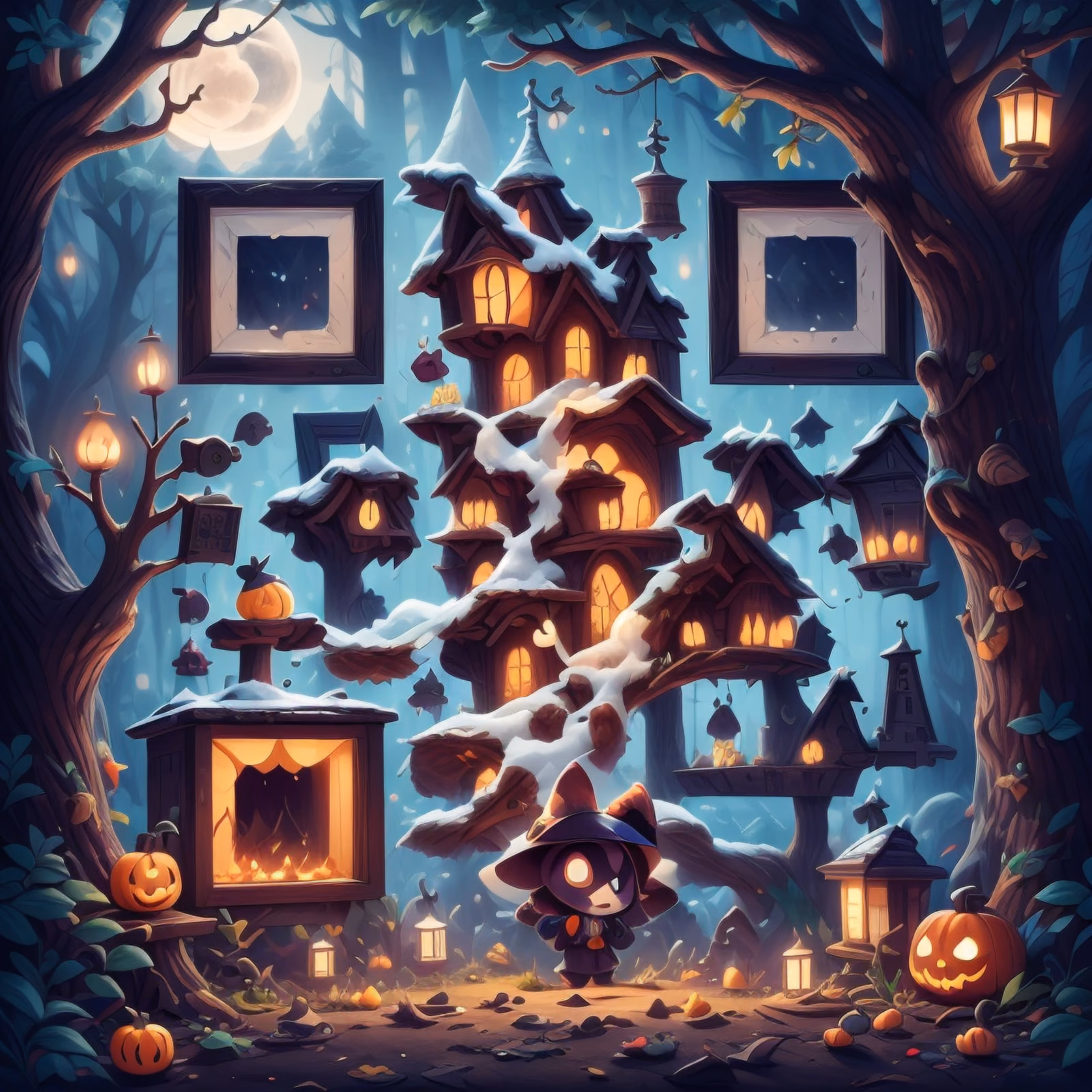 Halloween Treehouse Forest Game Art QR Code for Posters — image 1