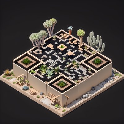 Isometric Desert Plant Lab Diorama QR Code Art