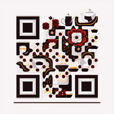 Garden Tea Party Vector QR Code for Restaurant Menus — image 1