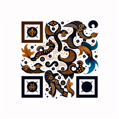 Scorpio Tail Ornamental Pattern QR Code for Apparel — image 1