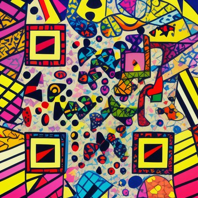 Colorful Abstract Pop Pattern QR Code for Posters