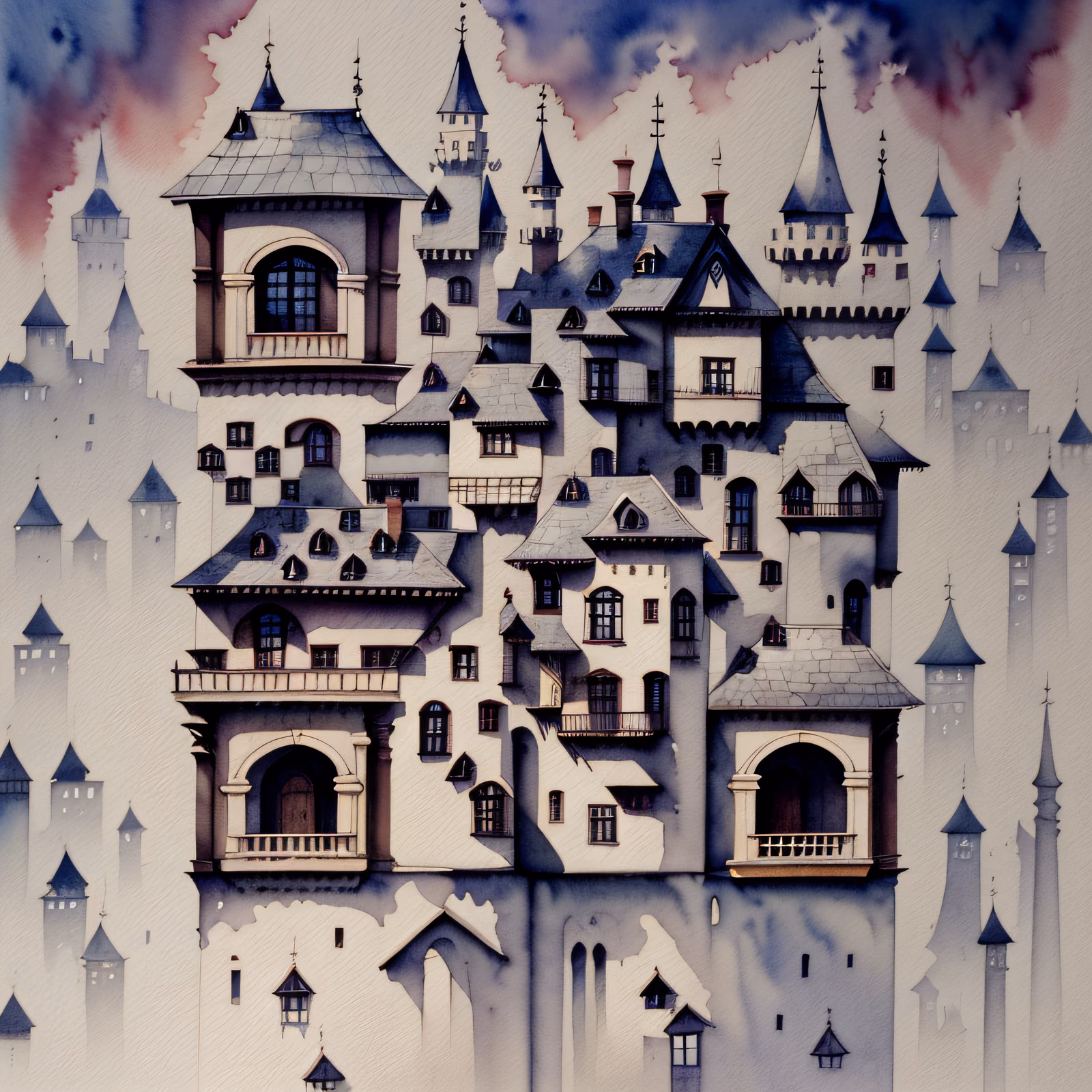 Fairytale Manor Watercolor QR Code Art — image 1