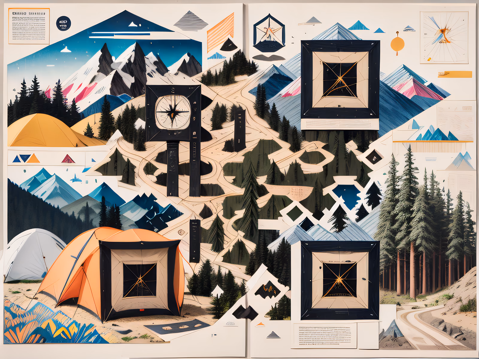 Camping Trail Map Collage QR Code for Posters — image 1