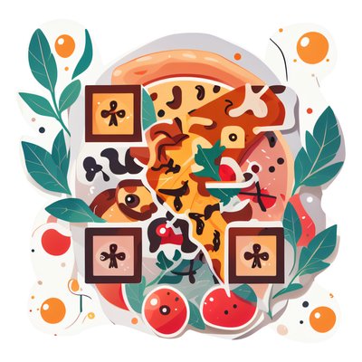 Pizza Slice Vector Sticker QR Code for Stickers