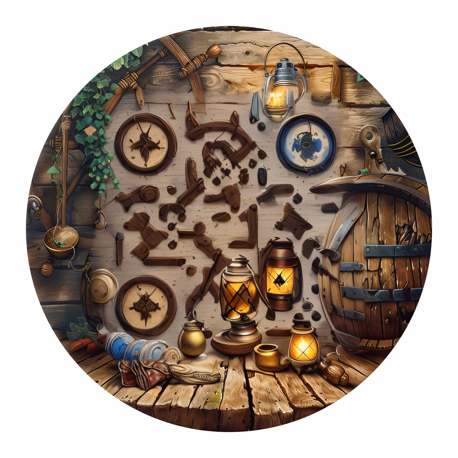 Pirate Tavern Lanterns Digital Painting QR Code for Stickers — image 1