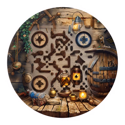 Pirate Tavern Lanterns Digital Painting QR Code for Stickers — image 1