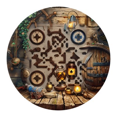 Pirate Tavern Lanterns Digital Painting QR Code for Stickers