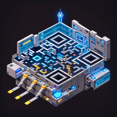 Isometric Spaceship Engineering Bay QR Code Art — image 1