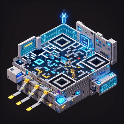 Isometric Spaceship Engineering Bay QR Code Art