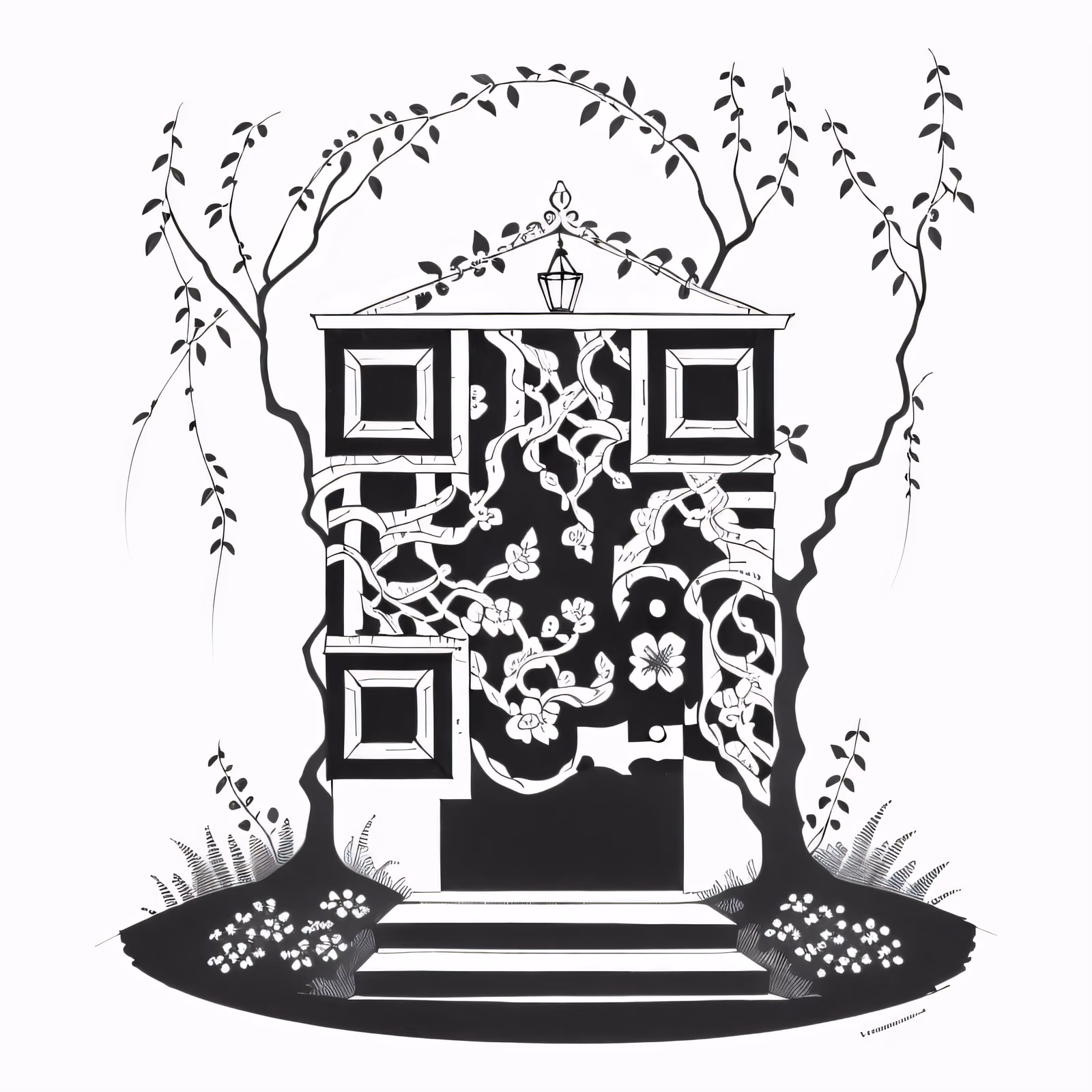 Tiny Tree Door Ink Drawing QR Code Art — image 1