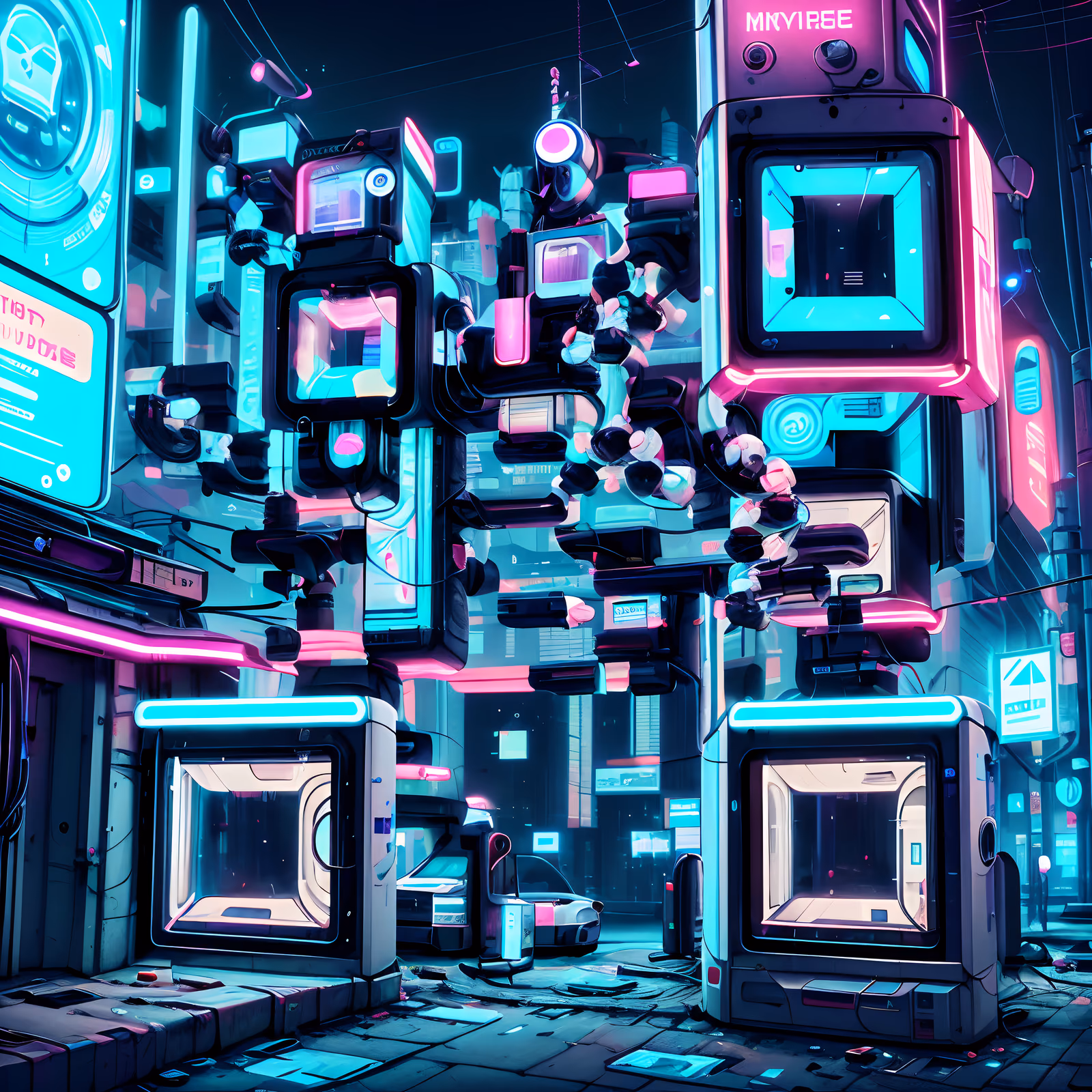 Neon Cyberpunk Street Machines QR Code for Posters — image 1