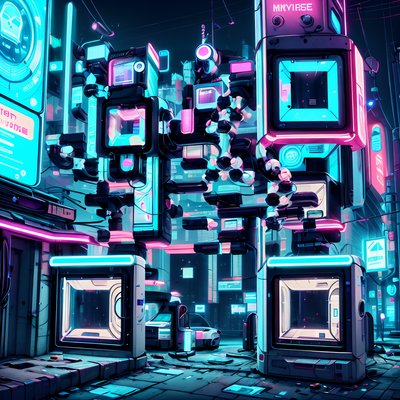 Neon Cyberpunk Street Machines QR Code for Posters