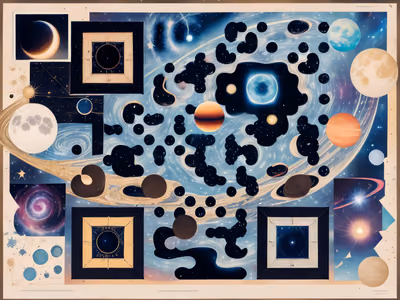 Cosmic Planets Paper Collage QR Code for Posters — image 1