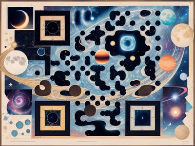 Cosmic Planets Paper Collage QR Code for Posters