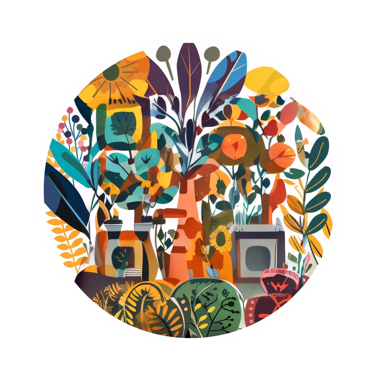Colorful Garden Foliage Vector QR Code for Stickers — image 1