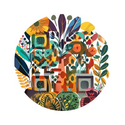 Colorful Garden Foliage Vector QR Code for Stickers