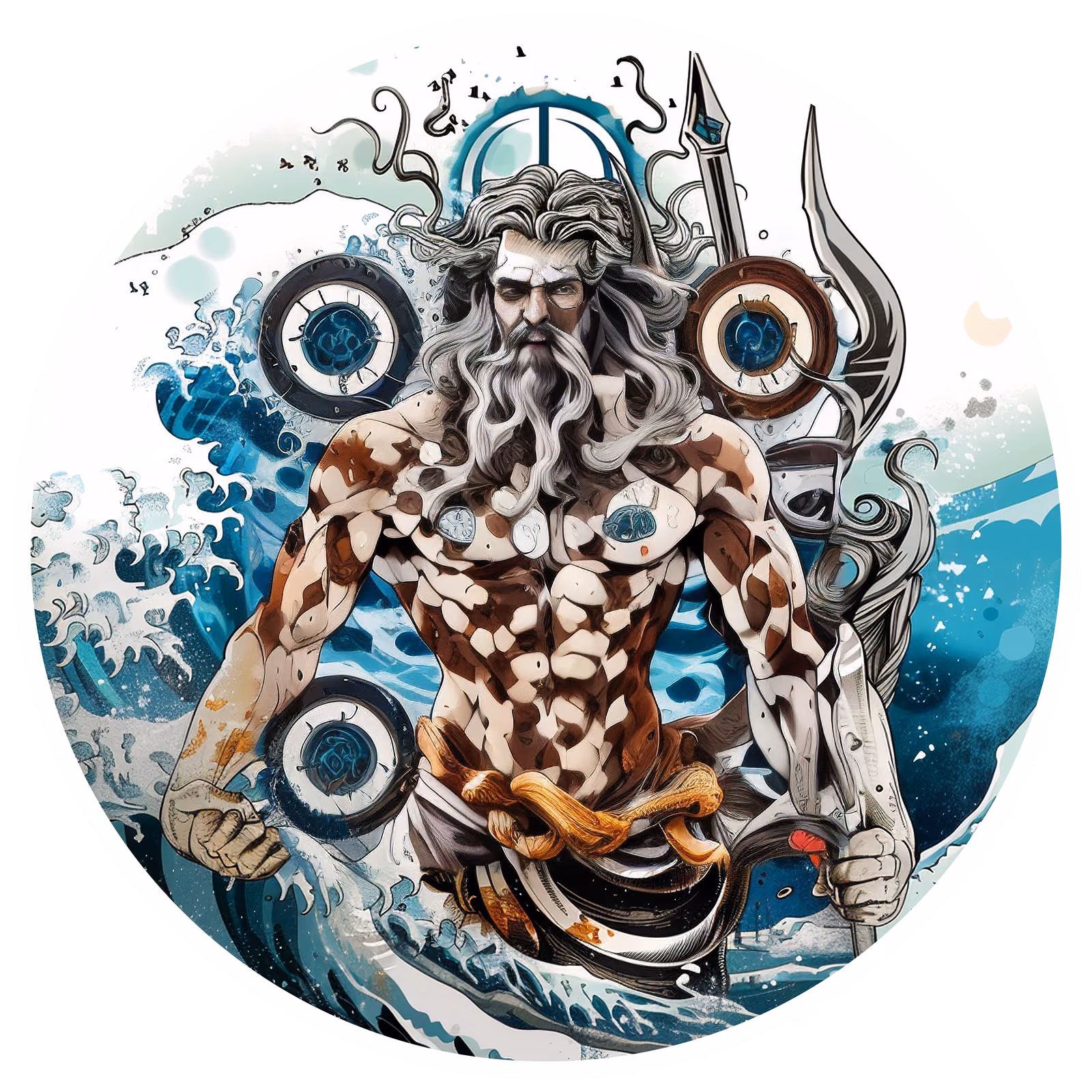 Poseidon with Trident Vector QR Code for Stickers — image 1