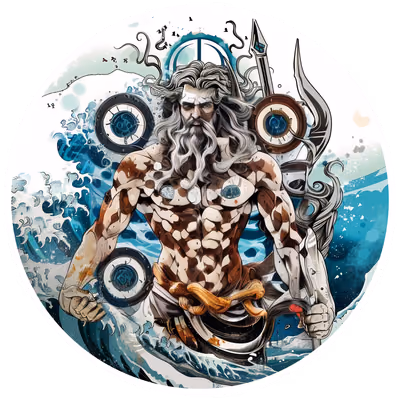 Poseidon with Trident Vector QR Code for Stickers — image 1