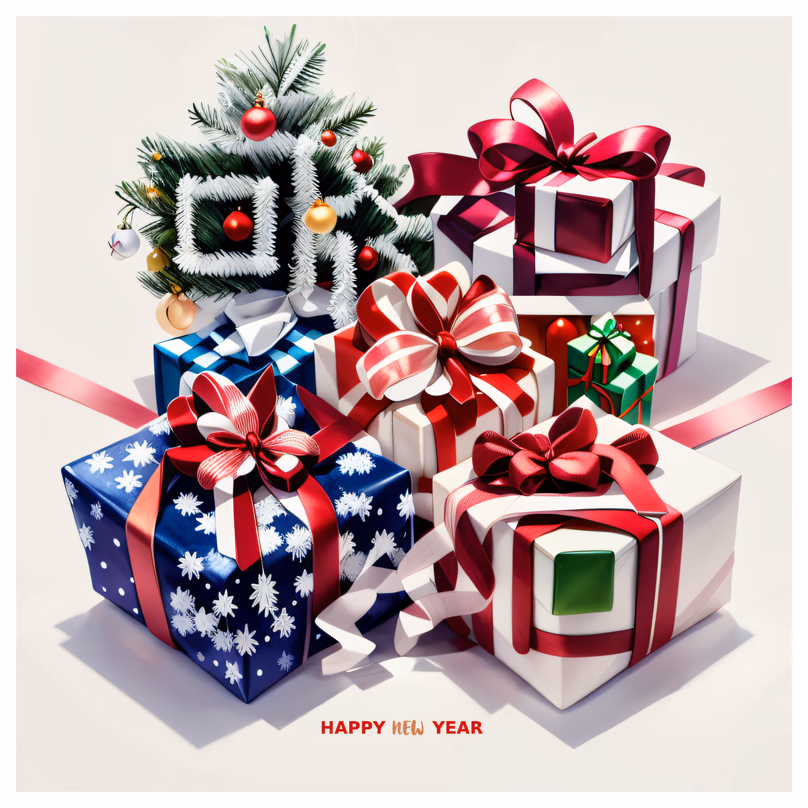Christmas Gifts and Tree Illustration QR Code for Greeting Cards — image 1