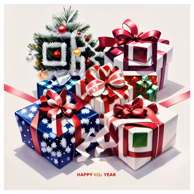 Christmas Gifts and Tree Illustration QR Code for Greeting Cards — image 1