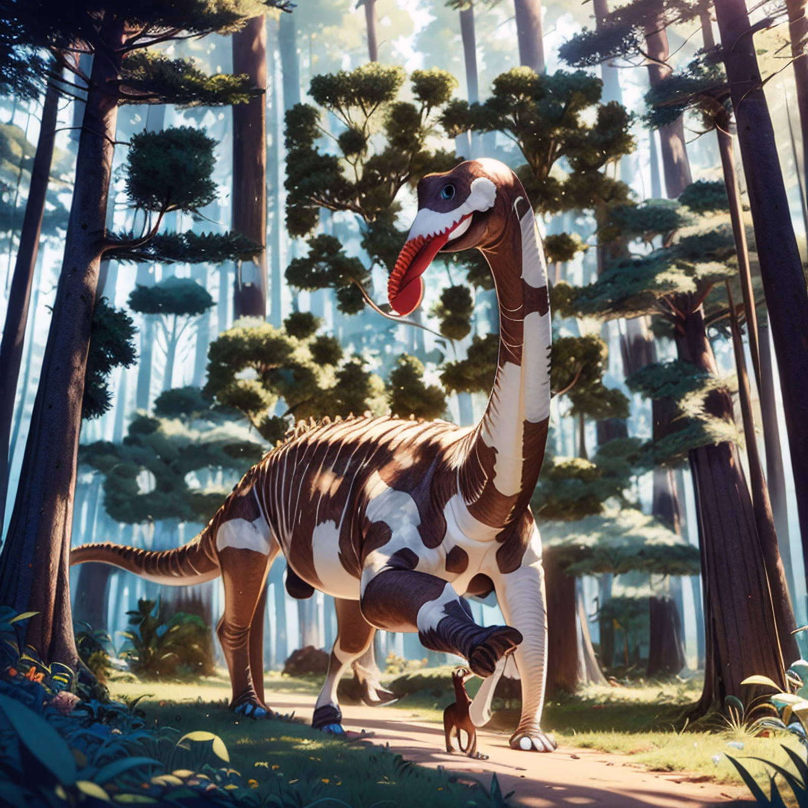Diplodocus Forest Walk 3D Cartoon QR Code for Posters — image 1