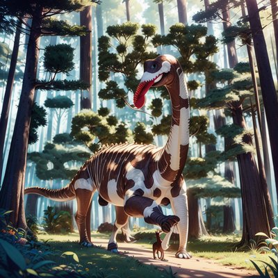Diplodocus Forest Walk 3D Cartoon QR Code for Posters