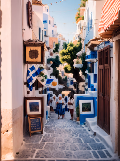 Greek Island Street Photography QR Code for Posters — image 1