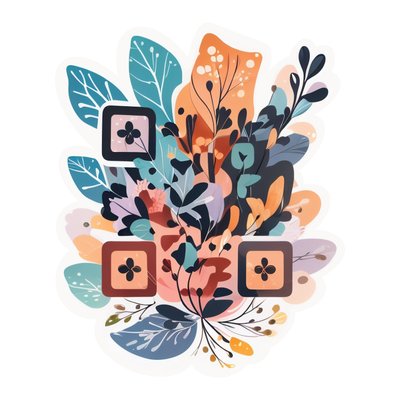 Abstract Botanical Leaves Vector QR Code for Stickers