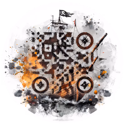 Пиратский галеон в брызгах туши: QR-код для стикеров — изображение 1