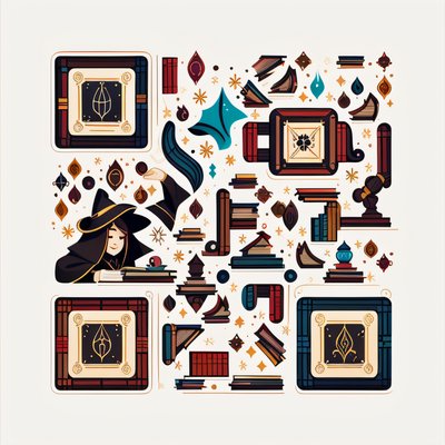 Школа волшебников и книги: векторный QR-код для обложек