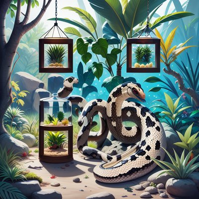 Coiled Snake Terrarium Digital Painting QR Code Art