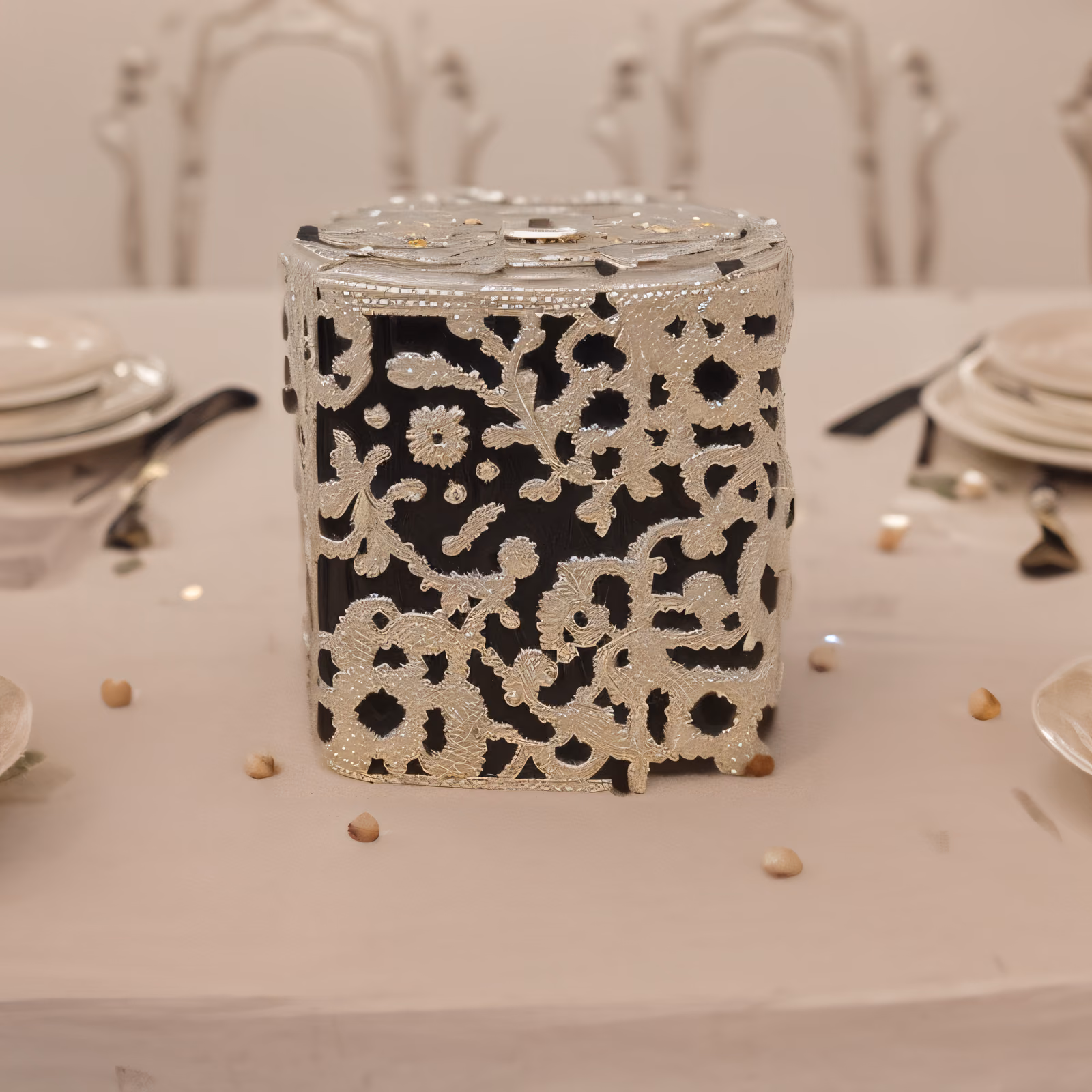 Silver Filigree Box Photorealistic QR Code for Wedding Invitations — image 1