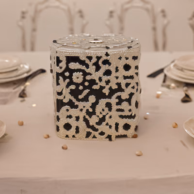 Silver Filigree Box Photorealistic QR Code for Wedding Invitations — image 1